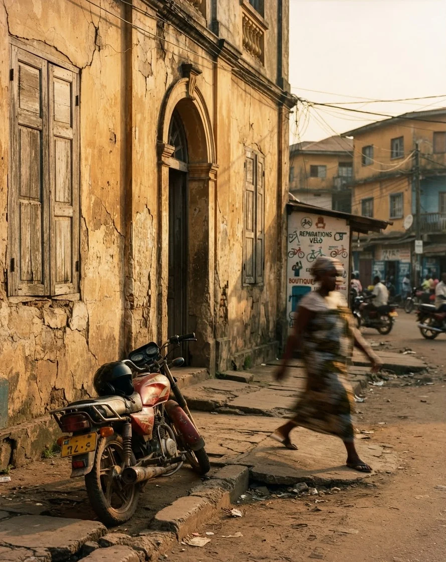 Une rue du quartier Bali à Douala en fin d'après-midi